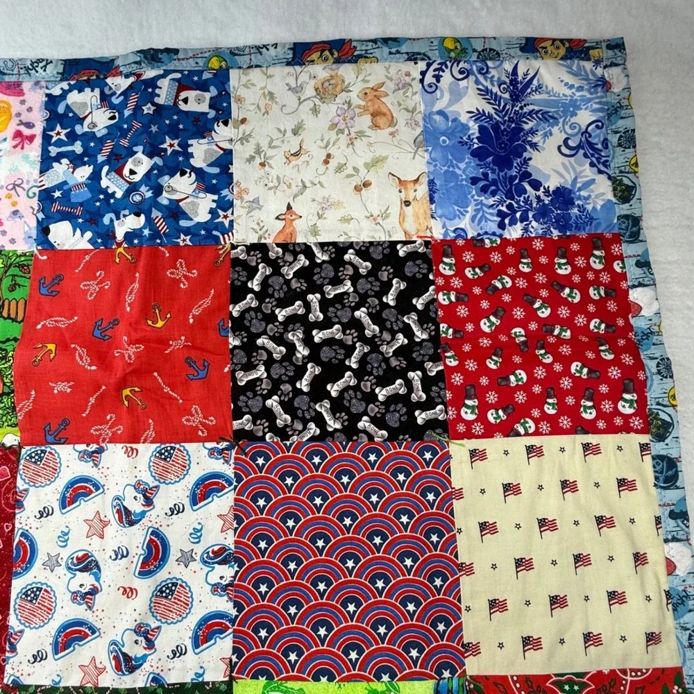 Handmade‎ Patchwork Quilt Throw Blanket halloween Dogs Money Christmas